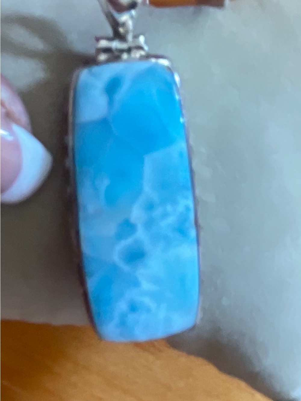 Larimar Blue Rectangular Pendant Necklace - Women Jewelry